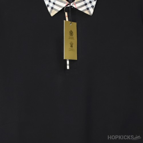 B*rberry Vintage Check Cotton Black Polo Shirt 